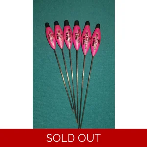 SRG025 Pack of 6 High Quality Pole Floats In-Line Shallow Dibber Black Tip Fiberglass Stem